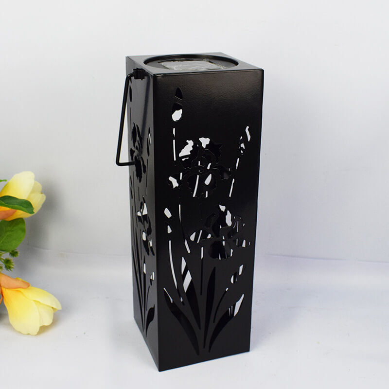 Solar Butterfly Rose Muster Hohle Säule LED Außen wasserdichte dekorative Lampe
