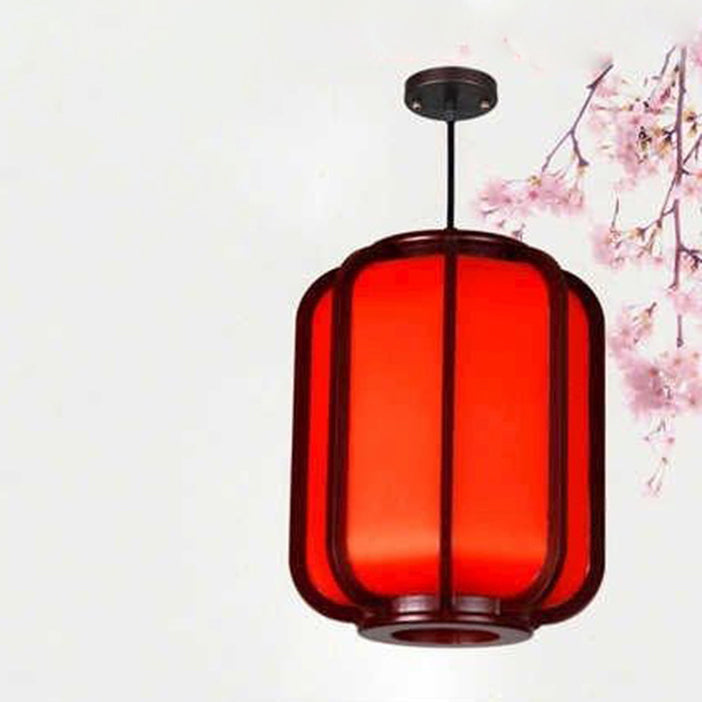 Frendorf | LuxoraChic Modernes Chinesisches Design Pendelleuchte | Faux-Schaffell | Holz-Laterne | LED-Beleuchtung für Zuhause