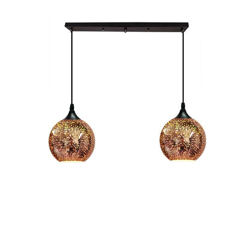 Frendorf | ElysianSpark 3D Creative LED Kronleuchter | 2/3 Lichter | Feuerwerksglas-Dome | Modernes Design | Stimmungslicht für Zuhause