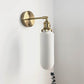 Frendorf | BrassGlow Japanische Retro Wandleuchte | Minimalistisches Design | Zylinder Oval | Messing & Lucite | 1-flammig