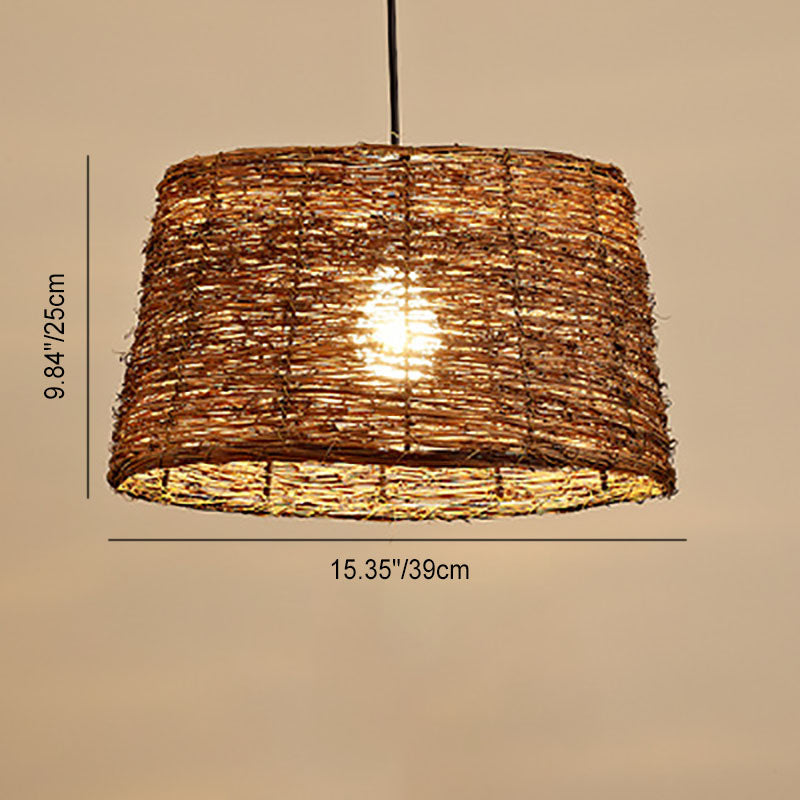 Frendorf | RattanDome Retro Pendelleuchte | Handgewebtes Rattan-Design | 1-Licht | Natürliche Wohnbeleuchtung