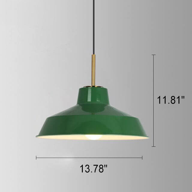Frendorf | RetroDome Industrielle Vintage Pendelleuchte | Grünes Eisen-Kuppeldesign | Einzellicht | Rustikale Deckenbeleuchtung