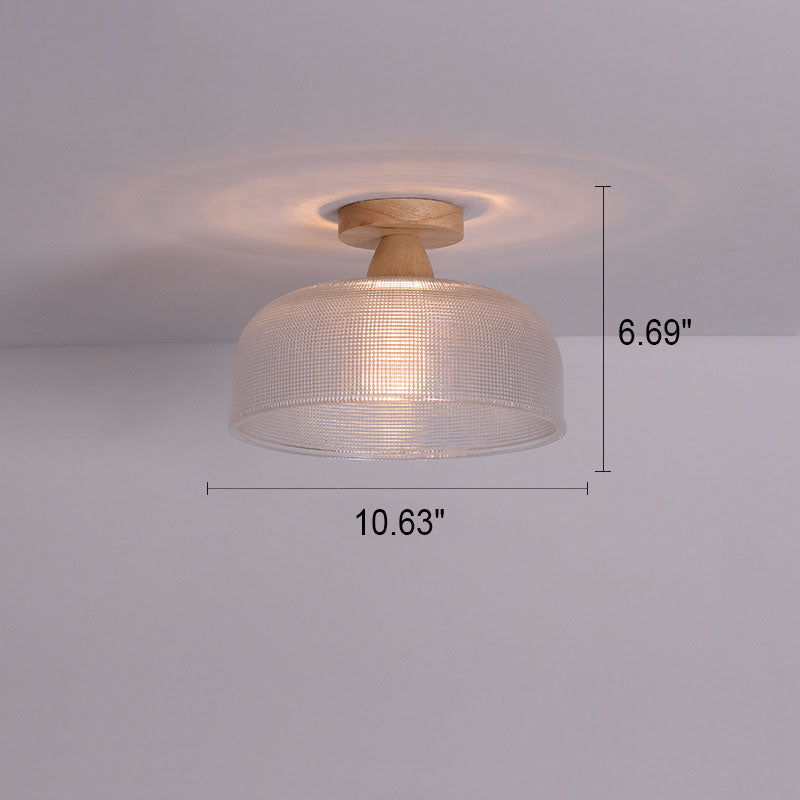 Frendorf | Logra Japanese Minimalist 1-Licht Semi-Flush Mount Deckenleuchte | Holz & Glas | Stimmungslicht | Deko für Zuhause