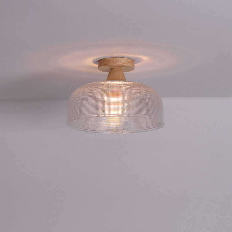 Frendorf | Logra Japanese Minimalist 1-Licht Semi-Flush Mount Deckenleuchte | Holz & Glas | Stimmungslicht | Deko für Zuhause