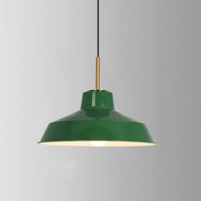 Frendorf | RetroDome Industrielle Vintage Pendelleuchte | Grünes Eisen-Kuppeldesign | Einzellicht | Rustikale Deckenbeleuchtung