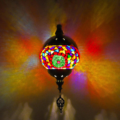 Zeitgenössische Retro Eisen Glas Mosaik Globus 1-Licht Wand Sconces Lampe Für Flur