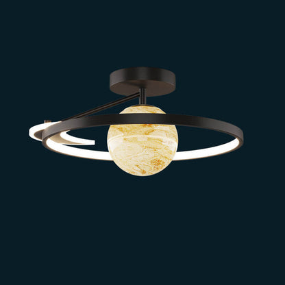 Moderne LED-Deckenleuchte mit halbbündiger Montage im Weltraum-Planeten-Globus-Stil