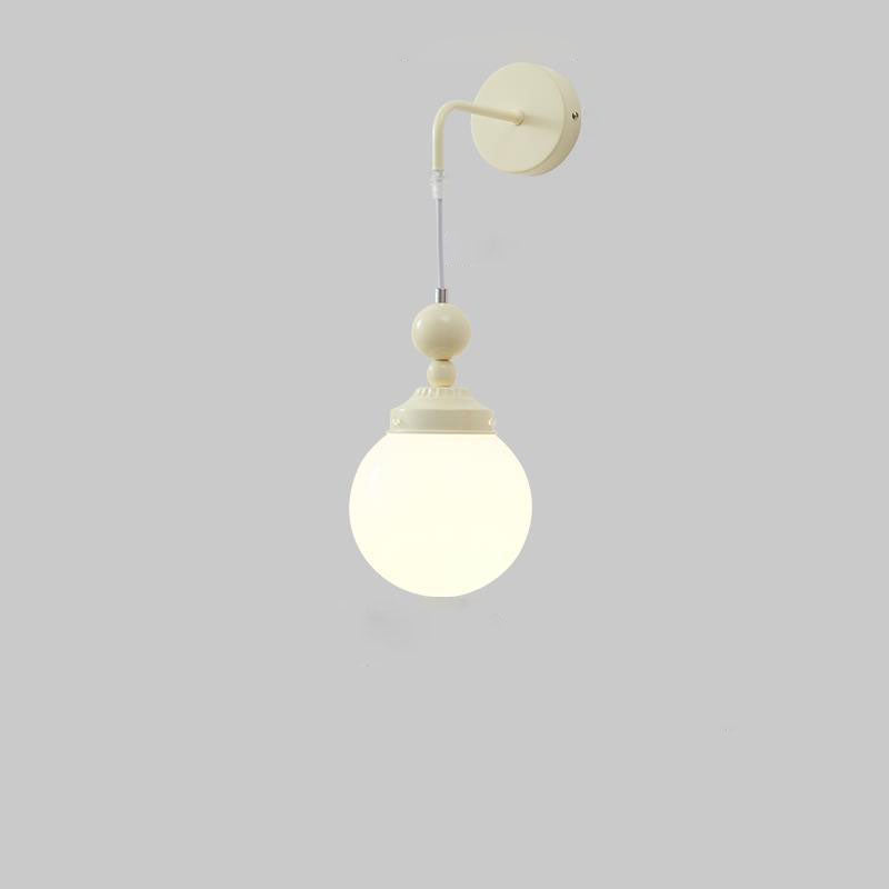 Zeitgenössische skandinavische runde Kürbis Eisen Glas 1-Licht Wandleuchte Lampe für Schlafzimmer