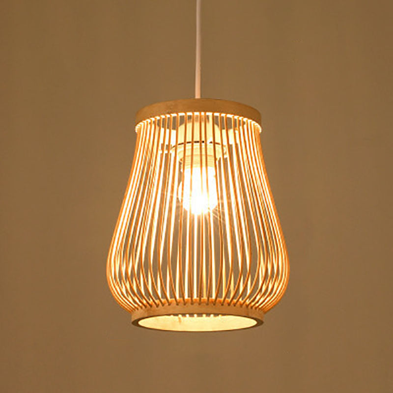 Frendorf | Bambora Zen Pendelleuchte | Handgewebte Bambus-Laterne | Japanisches Design | Natürliche Eleganz