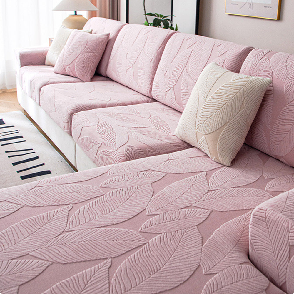 Modernes Blatt Jacquard Wasserdicht Anti-Kratzer Stretch Vollüberzug Sofaüberzug