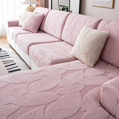 Modernes Blatt Jacquard Wasserdicht Anti-Kratzer Stretch Vollüberzug Sofaüberzug