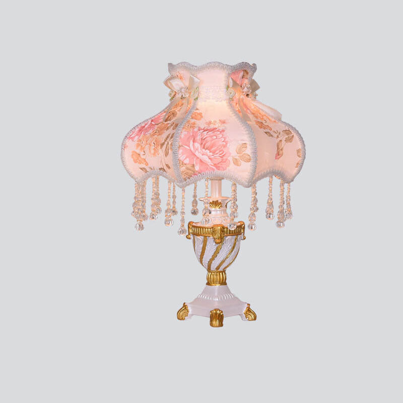 Frendorf | LaceLux Europäische Tischlampe | Stoff & Spitze | Elegante Harzfuß-Leuchte | Dekoration & Beleuchtung