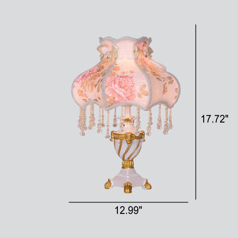 Frendorf | LaceLux Europäische Tischlampe | Stoff & Spitze | Elegante Harzfuß-Leuchte | Dekoration & Beleuchtung