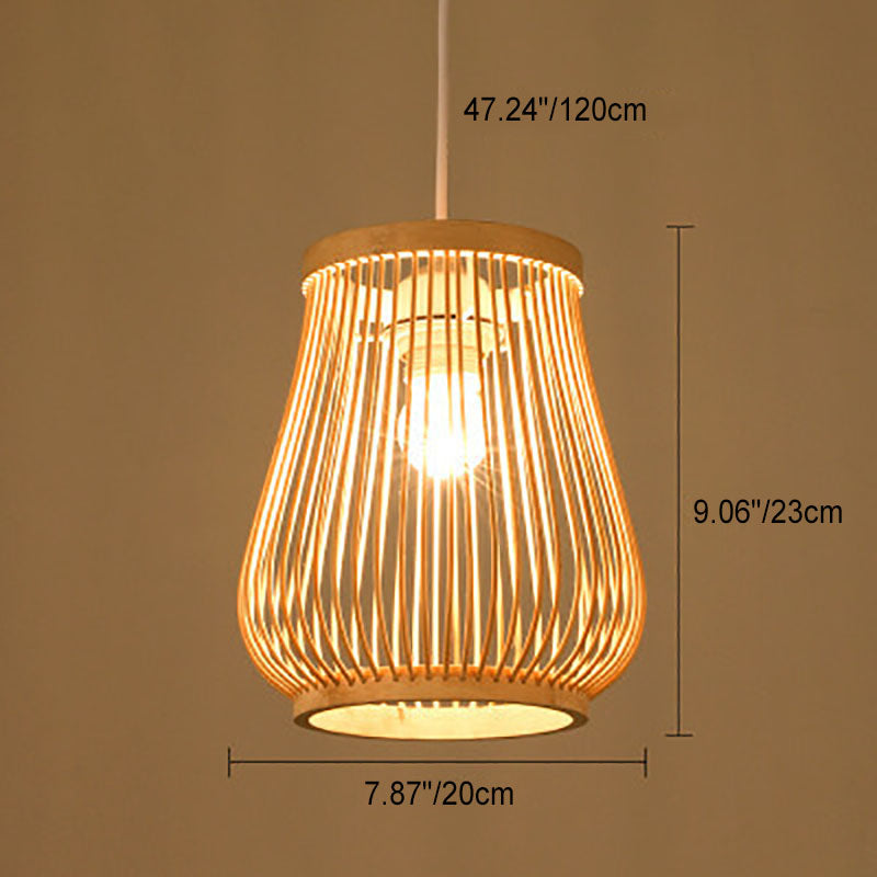 Frendorf | Bambora Zen Pendelleuchte | Handgewebte Bambus-Laterne | Japanisches Design | Natürliche Eleganz