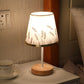 Nordic Vintage Stoffkonus Massivholz LED Tischlampe