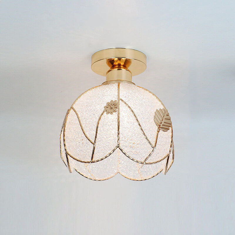 leichtes Luxusglas Gold 1-Licht Halbbodenmontage Deckenleuchte