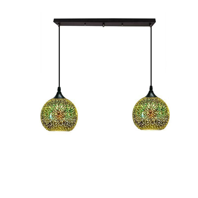 Frendorf | ElysianSpark 3D Creative LED Kronleuchter | 2/3 Lichter | Feuerwerksglas-Dome | Modernes Design | Stimmungslicht für Zuhause