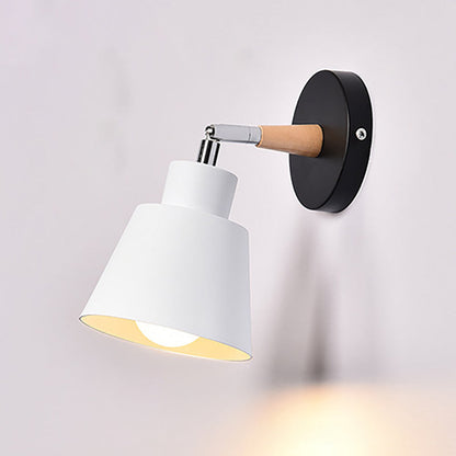 Modern Minimalistische Zylindrische Trapezförmige Aluminium Holz 1-Licht Wand Sconce Lampe Für Schlafzimmer