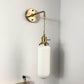 Frendorf | BrassGlow Japanische Retro Wandleuchte | Minimalistisches Design | Zylinder Oval | Messing & Lucite | 1-flammig