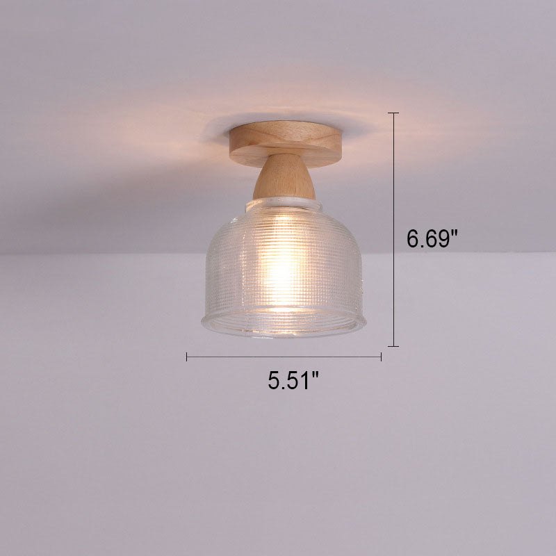 Frendorf | Logra Japanese Minimalist 1-Licht Semi-Flush Mount Deckenleuchte | Holz & Glas | Stimmungslicht | Deko für Zuhause