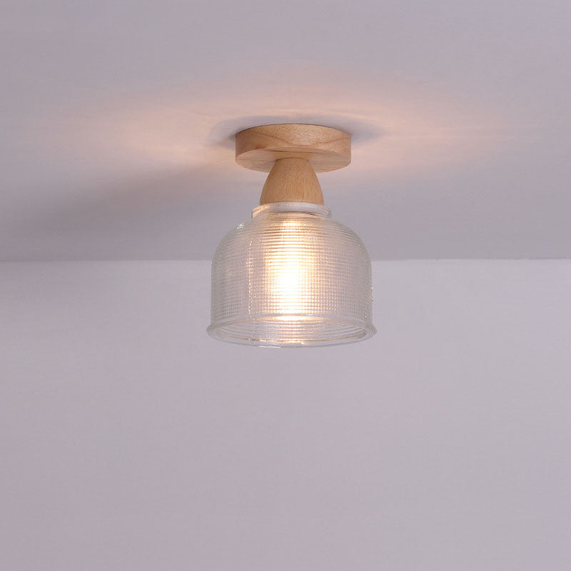 Frendorf | Logra Japanese Minimalist 1-Licht Semi-Flush Mount Deckenleuchte | Holz & Glas | Stimmungslicht | Deko für Zuhause