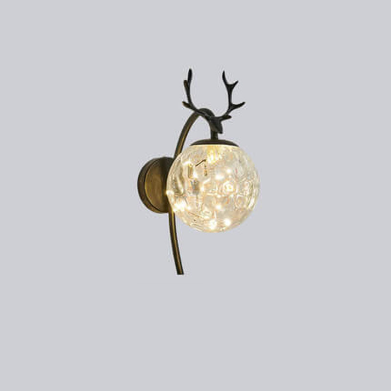 Frendorf | Antleon Nordic Wandleuchte | Luxuriöses Geweih-Design | Glaslampenschirm | Elegante Wandbeleuchtung