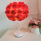 Frendorf | Roseva Art Deco Tischlampe | Stoff-Rosenschirm | Elegante Beleuchtung | Schlafzimmer Dekoration