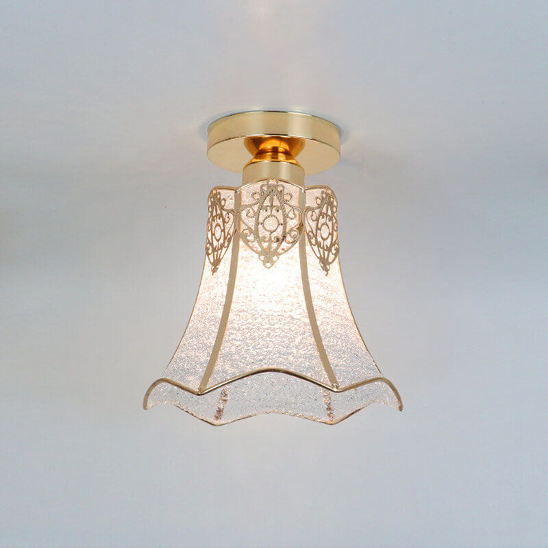 leichtes Luxusglas Gold 1-Licht Halbbodenmontage Deckenleuchte
