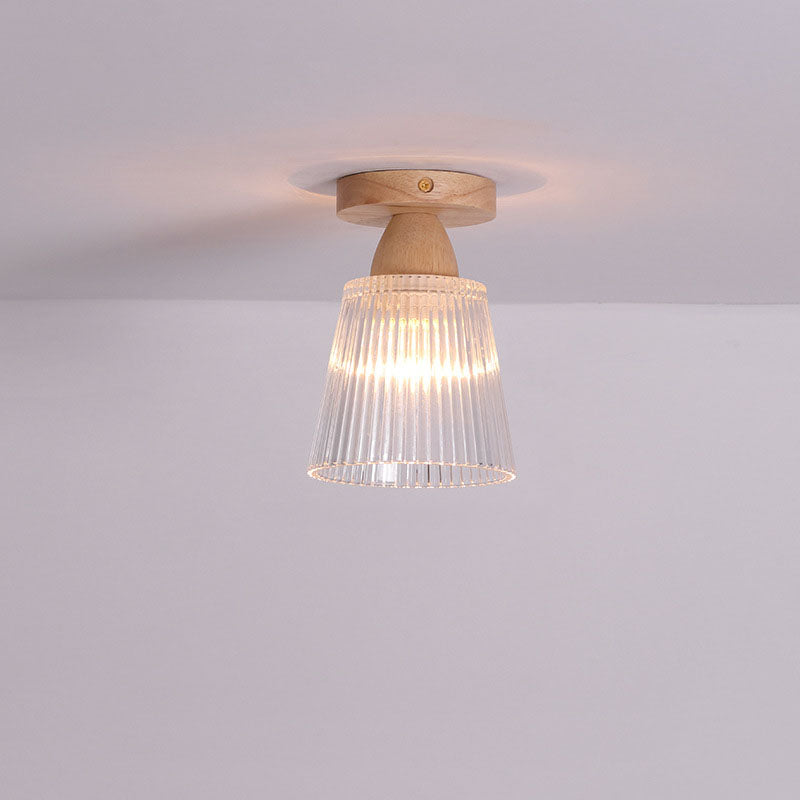 Frendorf | Logra Japanese Minimalist 1-Licht Semi-Flush Mount Deckenleuchte | Holz & Glas | Stimmungslicht | Deko für Zuhause