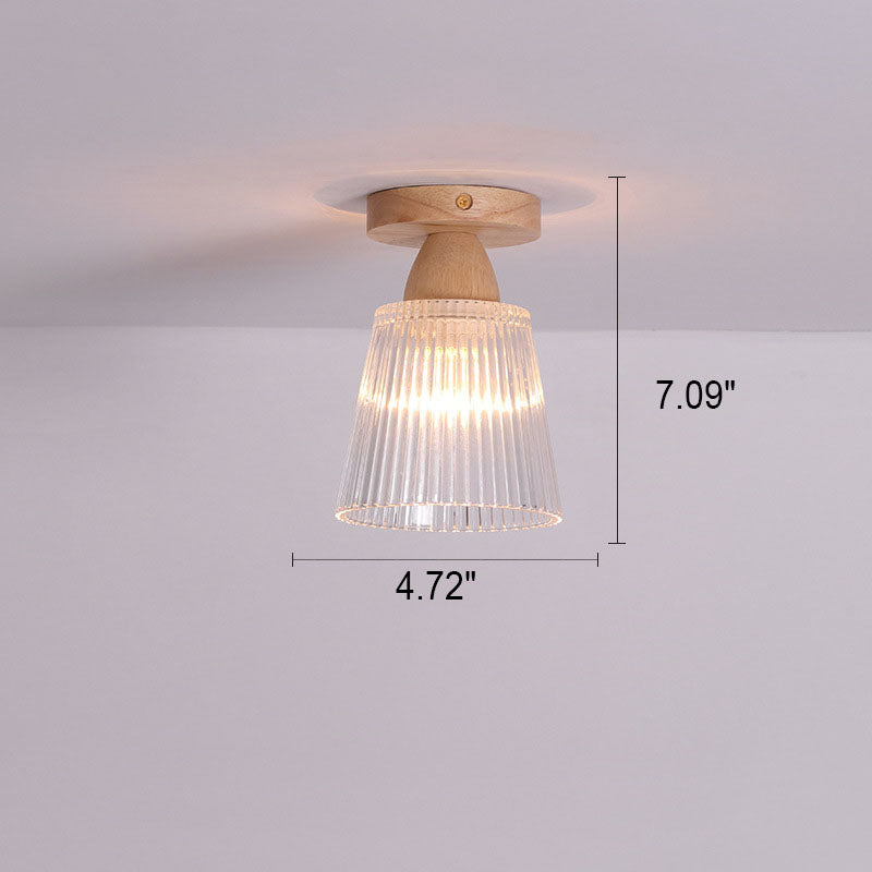 Frendorf | Logra Japanese Minimalist 1-Licht Semi-Flush Mount Deckenleuchte | Holz & Glas | Stimmungslicht | Deko für Zuhause