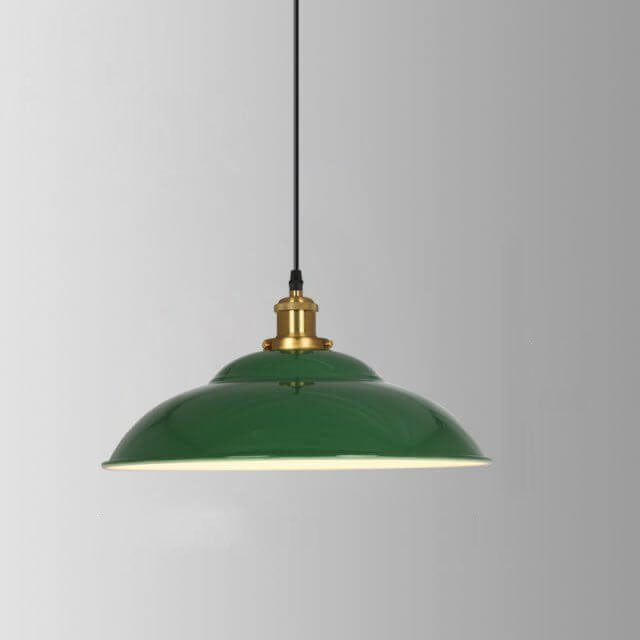 Frendorf | RetroDome Industrielle Vintage Pendelleuchte | Grünes Eisen-Kuppeldesign | Einzellicht | Rustikale Deckenbeleuchtung