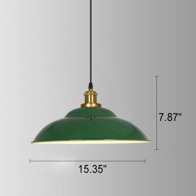 Frendorf | RetroDome Industrielle Vintage Pendelleuchte | Grünes Eisen-Kuppeldesign | Einzellicht | Rustikale Deckenbeleuchtung