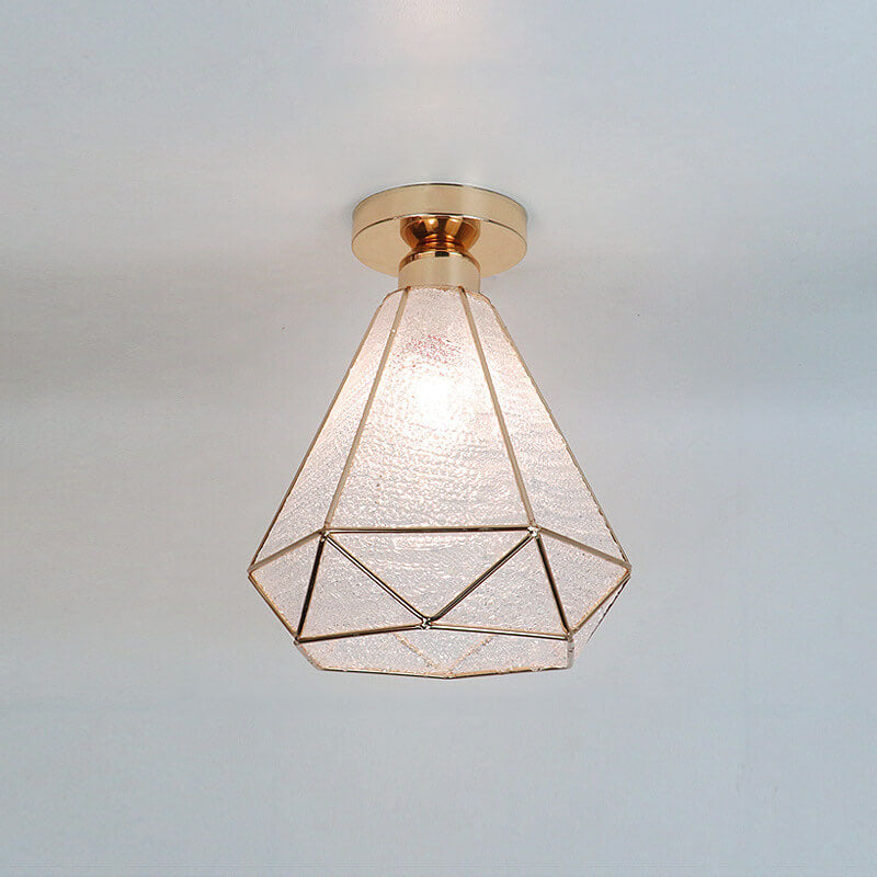 leichtes Luxusglas Gold 1-Licht Halbbodenmontage Deckenleuchte