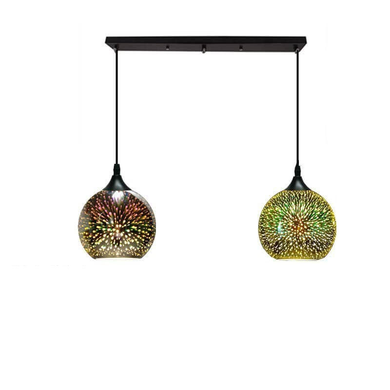Frendorf | ElysianSpark 3D Creative LED Kronleuchter | 2/3 Lichter | Feuerwerksglas-Dome | Modernes Design | Stimmungslicht für Zuhause