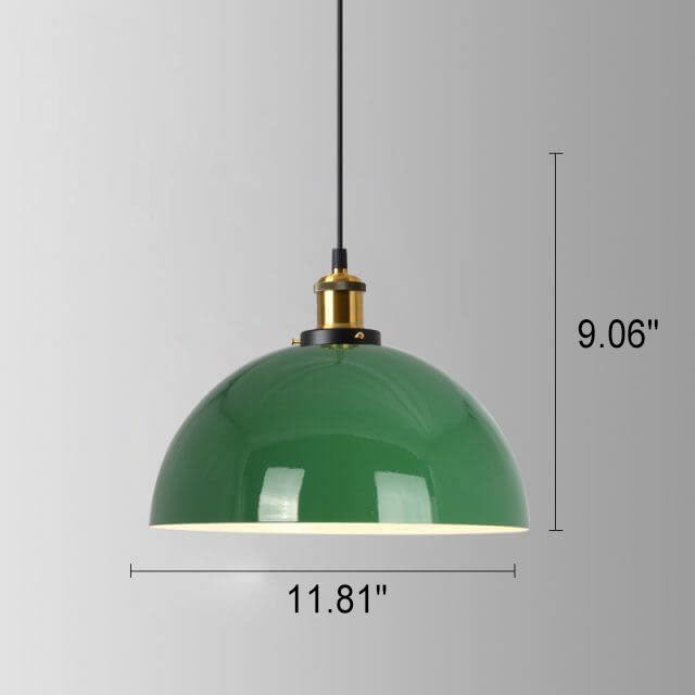 Frendorf | RetroDome Industrielle Vintage Pendelleuchte | Grünes Eisen-Kuppeldesign | Einzellicht | Rustikale Deckenbeleuchtung