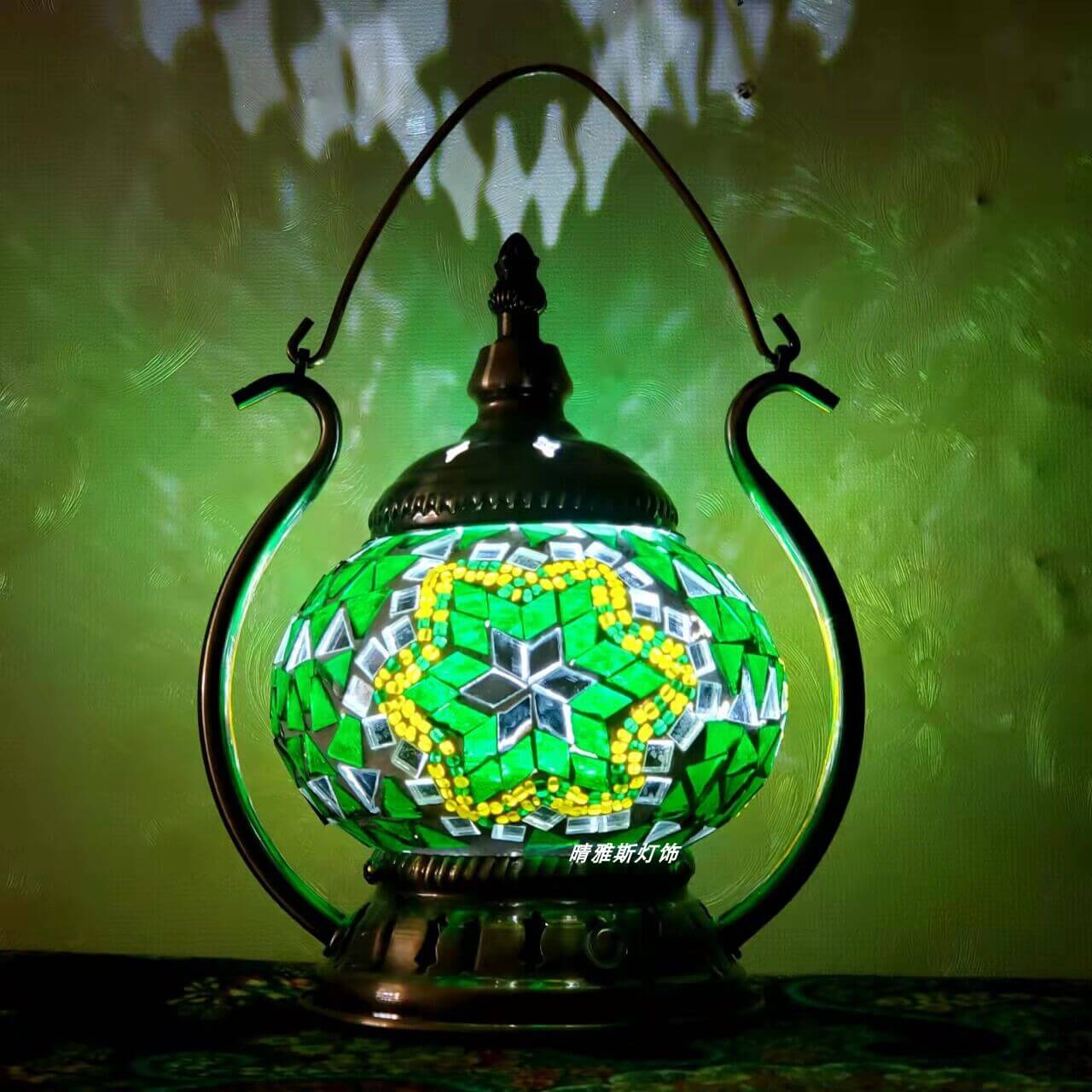 Marokkanische Buntglas runde Pot USB wiederaufladbare LED tragbare Tischlampe