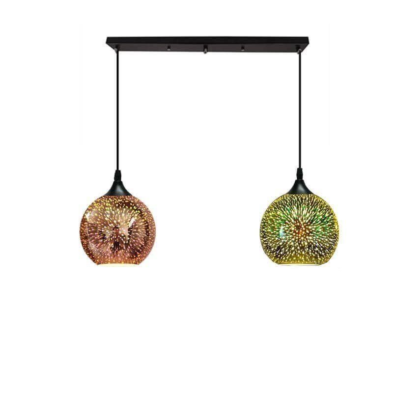 Frendorf | ElysianSpark 3D Creative LED Kronleuchter | 2/3 Lichter | Feuerwerksglas-Dome | Modernes Design | Stimmungslicht für Zuhause