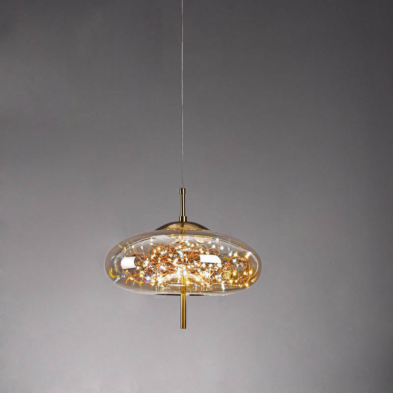 Frendorf | LumoSphere Nordic Pendelleuchte | Zylinder Oval Design | Glas-Lampe | Dimmbares LED Licht | Schlafzimmer & Wohnräume