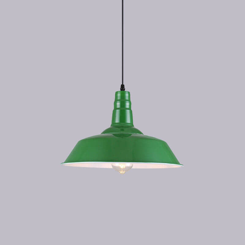 Frendorf | RetroDome Industrielle Vintage Pendelleuchte | Grünes Eisen-Kuppeldesign | Einzellicht | Rustikale Deckenbeleuchtung