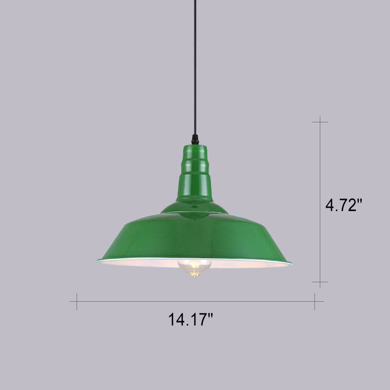 Frendorf | RetroDome Industrielle Vintage Pendelleuchte | Grünes Eisen-Kuppeldesign | Einzellicht | Rustikale Deckenbeleuchtung