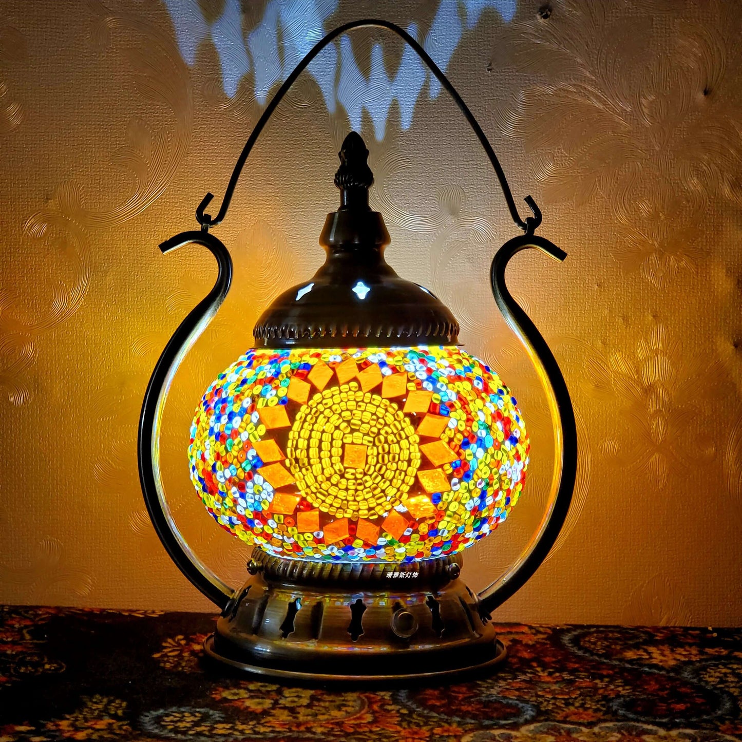 Marokkanische Buntglas runde Pot USB wiederaufladbare LED tragbare Tischlampe