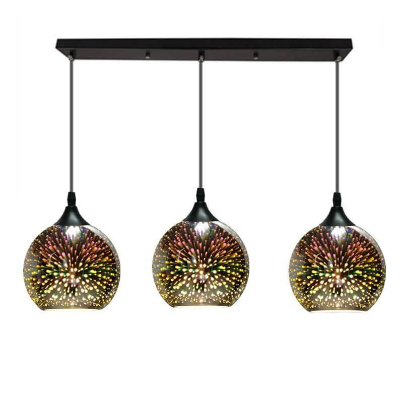 Frendorf | ElysianSpark 3D Creative LED Kronleuchter | 2/3 Lichter | Feuerwerksglas-Dome | Modernes Design | Stimmungslicht für Zuhause