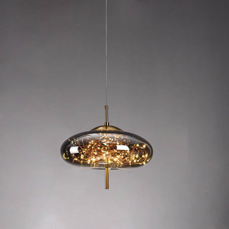 Frendorf | LumoSphere Nordic Pendelleuchte | Zylinder Oval Design | Glas-Lampe | Dimmbares LED Licht | Schlafzimmer & Wohnräume