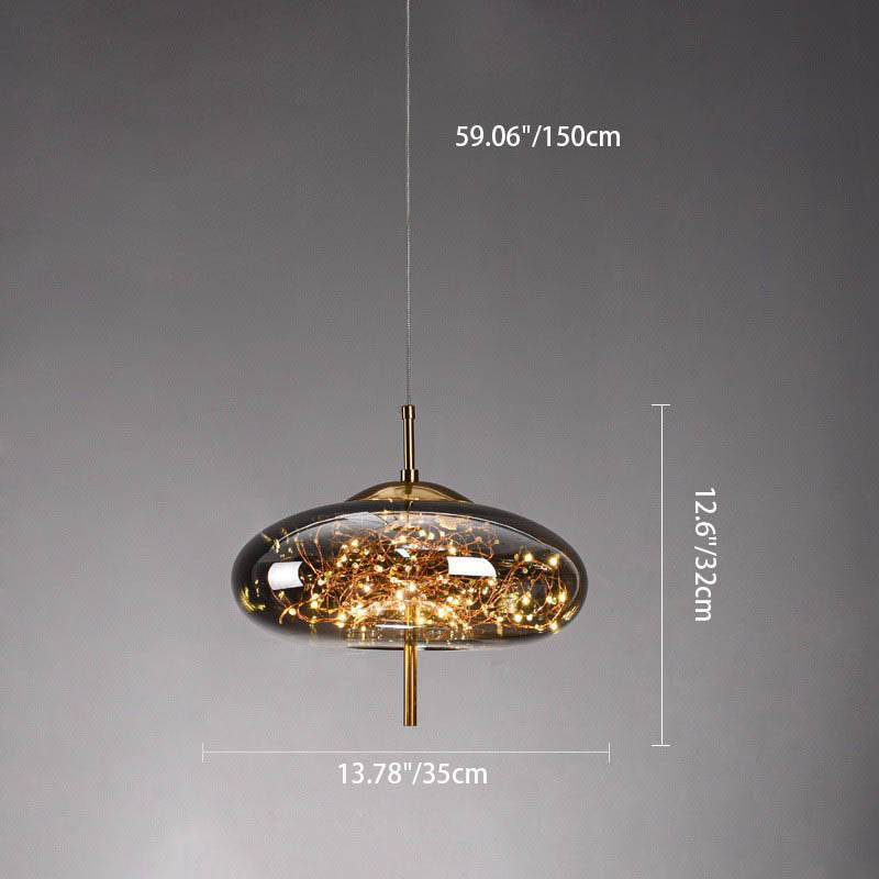 Frendorf | LumoSphere Nordic Pendelleuchte | Zylinder Oval Design | Glas-Lampe | Dimmbares LED Licht | Schlafzimmer & Wohnräume