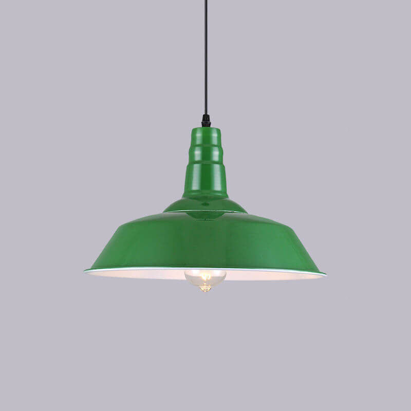 Frendorf | RetroDome Industrielle Vintage Pendelleuchte | Grünes Eisen-Kuppeldesign | Einzellicht | Rustikale Deckenbeleuchtung