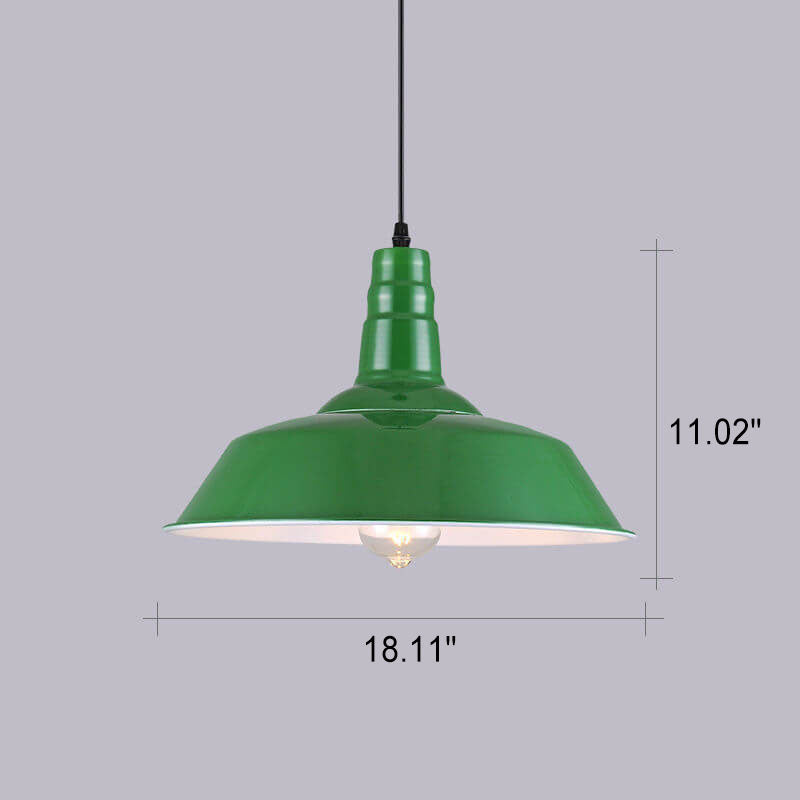 Frendorf | RetroDome Industrielle Vintage Pendelleuchte | Grünes Eisen-Kuppeldesign | Einzellicht | Rustikale Deckenbeleuchtung