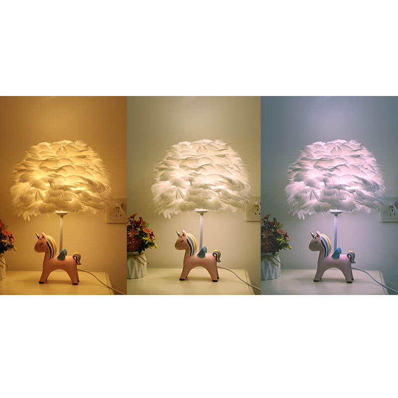 Frendorf | DreamaFeather Kinder Tischlampe | Kreatives Design | Einhorn & Tiermotive | Nachtlicht & Dekoration