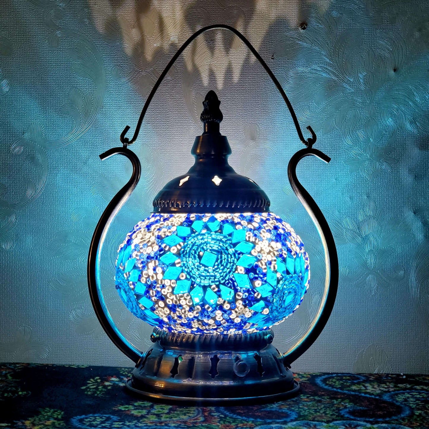Marokkanische Buntglas runde Pot USB wiederaufladbare LED tragbare Tischlampe