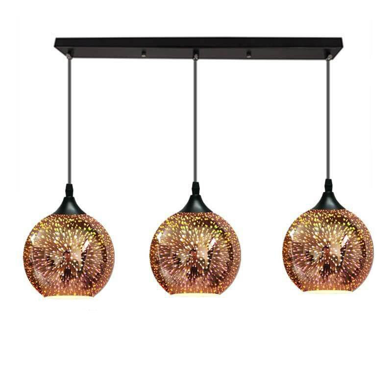 Frendorf | ElysianSpark 3D Creative LED Kronleuchter | 2/3 Lichter | Feuerwerksglas-Dome | Modernes Design | Stimmungslicht für Zuhause