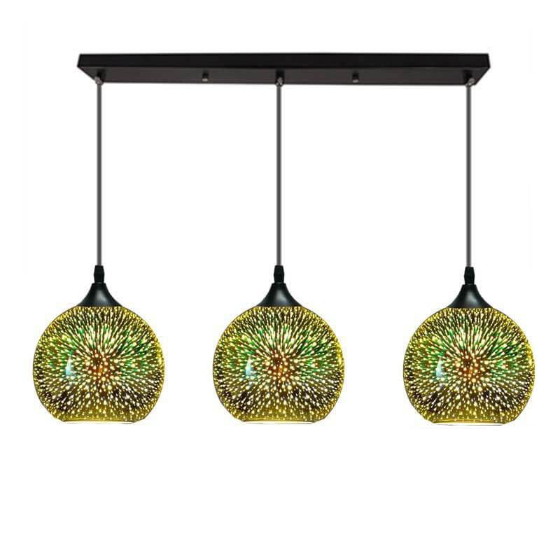 Frendorf | ElysianSpark 3D Creative LED Kronleuchter | 2/3 Lichter | Feuerwerksglas-Dome | Modernes Design | Stimmungslicht für Zuhause